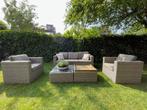 loungeset met 2 hockers, Tuin en Terras, Ophalen, 5 zitplaatsen, Kunststof, Gebruikt