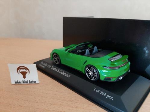 Porsche 911 (992) Turbo S Cabrio 2020 Python Groen 1:43, Hobby en Vrije tijd, Modelauto's | 1:43, Nieuw, Auto, MiniChamps, Ophalen of Verzenden