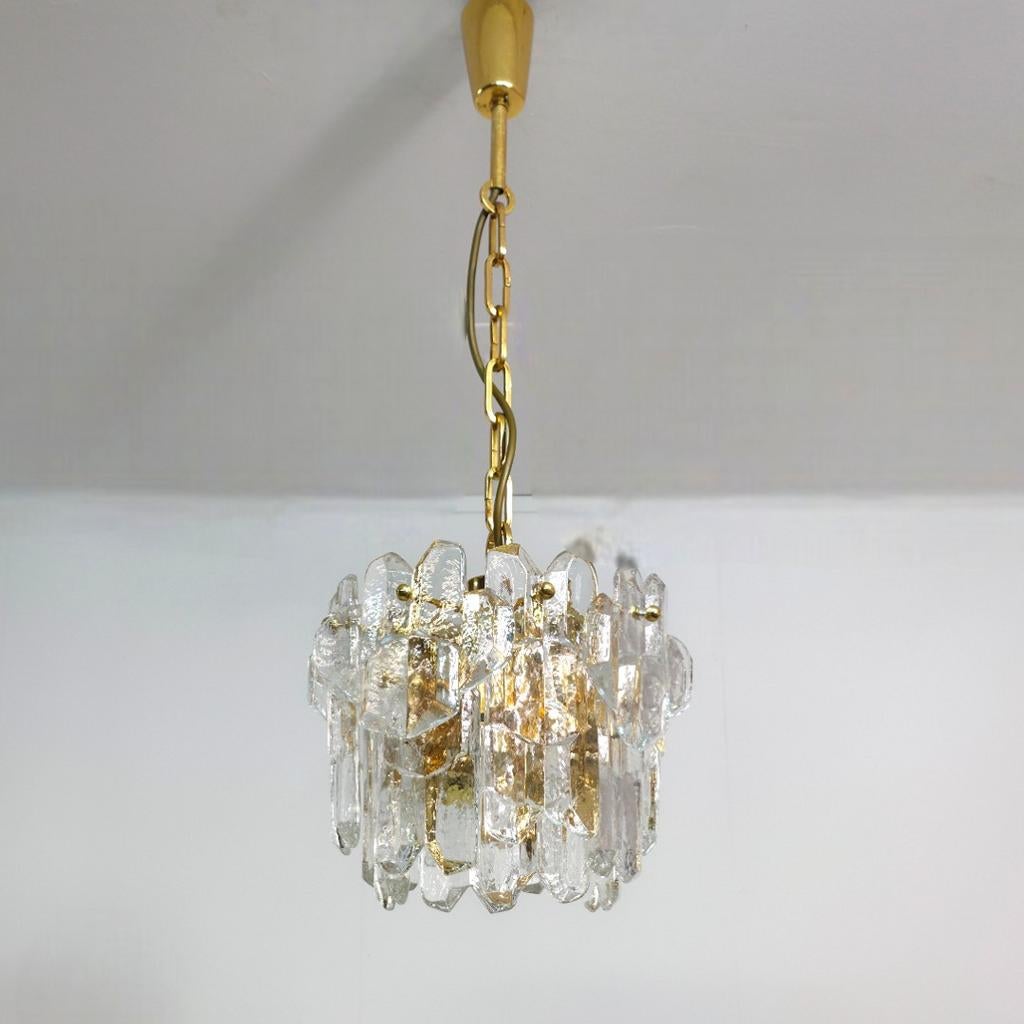 Kalmar Franken Palazzo Kroonluchter mid century 70s ijsglas, Ophalen of Verzenden, Zo goed als nieuw, Glas, Design