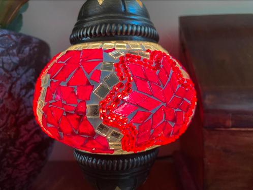 Arabische glas mozaïek lamp, rood/rode Oosterse tafellamp, Huis en Inrichting, Lampen | Tafellampen, Nieuw, Minder dan 50 cm, Glas