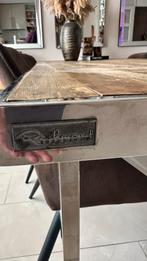 Richmond Eettafelset 220cm + Bruine Velvet Stoelen, Ophalen, 100 tot 150 cm, 200 cm of meer, Zo goed als nieuw