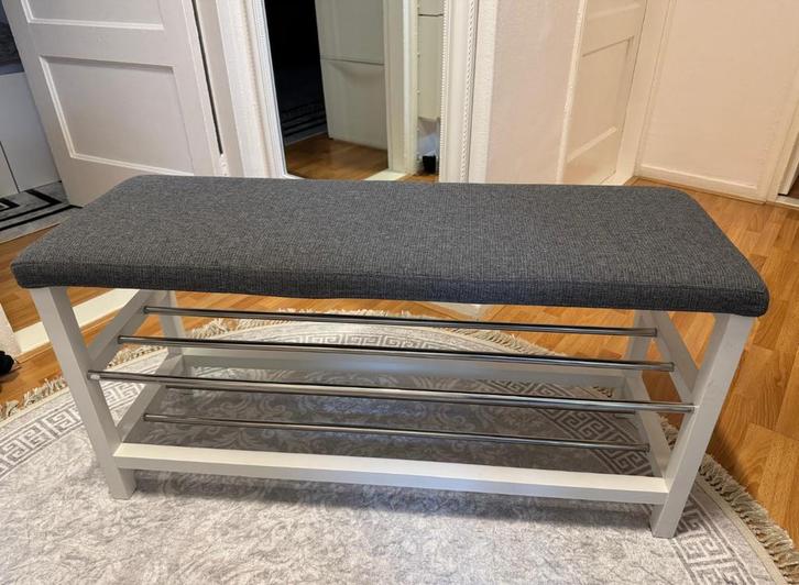 Bankje met schoenenrek grijs stof NIEUW, Huis en Inrichting, Kasten | Schoenenkasten, Zo goed als nieuw, Ophalen of Verzenden