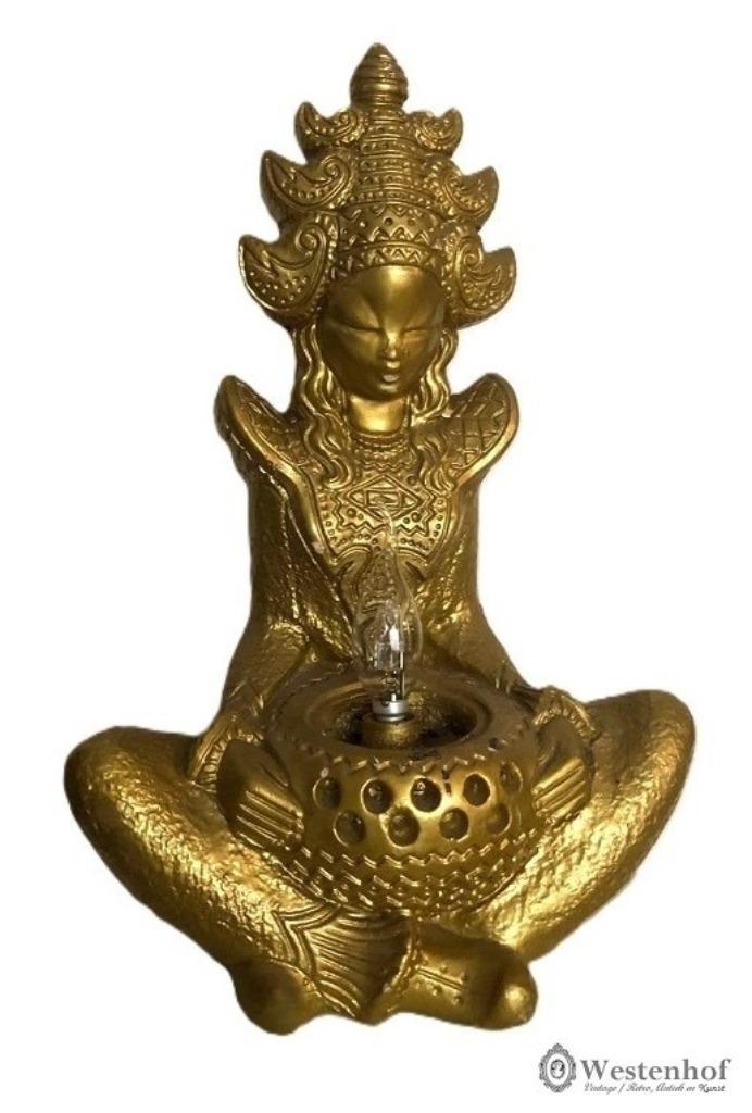 Tafellamp Aziatische beeld vrouw goud lamp, Huis en Inrichting, Lampen | Tafellampen, Gebruikt, Minder dan 50 cm, Overige materialen