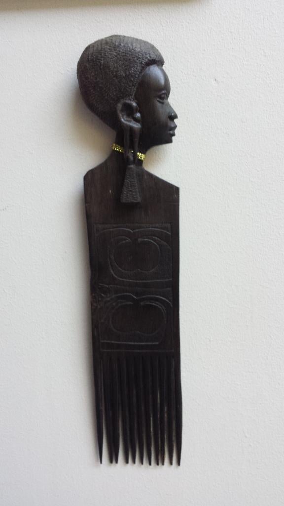 Afrikaanse KAM ~ Houten AFRO Haarkam ~ Tribal ART ~ MACONDE, Antiek en Kunst, Ophalen of Verzenden