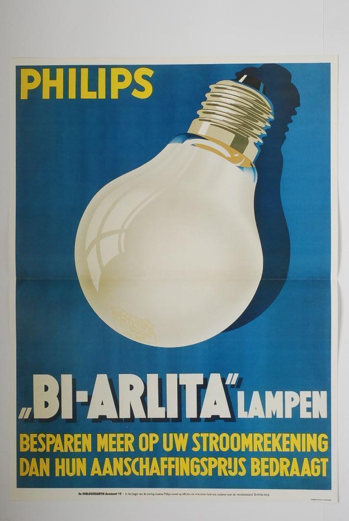 Philips affiche | Heruitgave 1994, Verzamelen, Foto's en Prenten, Zo goed als nieuw, Overige onderwerpen, 1940 tot 1960, Verzenden