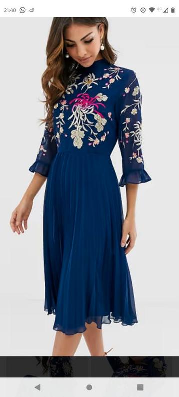 Asos donkerblauwe jurk met broderie beschikbaar voor biedingen