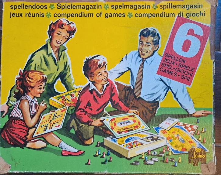 Spellendoos (jaren'70), Hobby en Vrije tijd, Gezelschapsspellen | Bordspellen, Gebruikt, Drie of vier spelers, Vijf spelers of meer