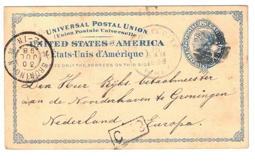 AMERIKA postkaart. 14 juli 1898. Maxwell - Groningen., Postzegels en Munten, Postzegels | Amerika, Noord-Amerika, Ophalen of Verzenden