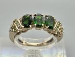 Gouden Vintage ring met smaragd, peridot en diamant.2025/640, Sieraden, Tassen en Uiterlijk, Ringen, ., Ophalen of Verzenden, Zo goed als nieuw