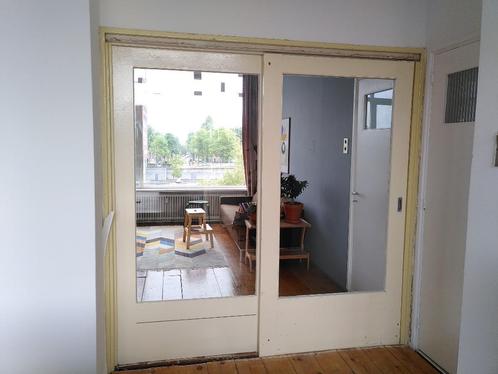 glazen schuifdeuren (en suite deuren), Doe-het-zelf en Verbouw, Deuren en Horren, Gebruikt, Binnendeur, 200 tot 215 cm, 120 cm of meer