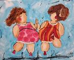 Schilderij dikke dames, Nieuw, Ophalen of Verzenden, Schilderij, Minder dan 50 cm