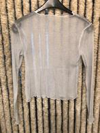 V) S119 leuk doorschijnende top shirt zilver schittering M, Kleding | Dames, Tops, Maat 38/40 (M), Verzenden, Wit, Zo goed als nieuw