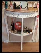 Origineel vintage sidetable met marmer en spiegel, Huis en Inrichting, Ophalen, 50 tot 100 cm, Zo goed als nieuw, 25 tot 50 cm