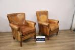 Set van 2 Vintage Schapenleren Oorfauteuils, Huis en Inrichting, Fauteuils, Ophalen of Verzenden, Niet ingevuld, Niet ingevuld