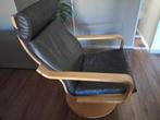 Draaistoel Leren Fauteuil, Ophalen, 75 tot 100 cm, 50 tot 75 cm, Gebruikt