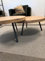 Set van 3 eiken (blank) salon tafel in verschillende maten, Ophalen, 50 tot 100 cm, Zo goed als nieuw, Overige vormen