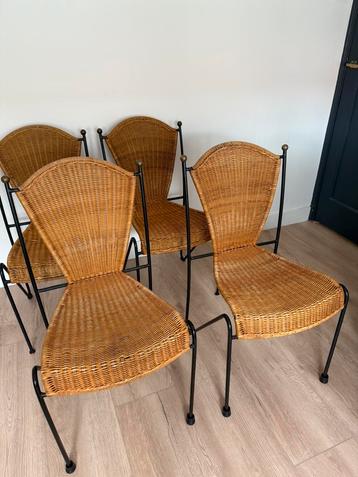 Prachtige rotan design vintage stoelen Frederick Weinberg beschikbaar voor biedingen
