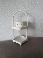 Windlicht met glas, Gebruikt, Wit, Ophalen of Verzenden, Metaal