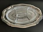 Vintage Serveerschaal met 4 Vakken - Zilver & Glas Antiek Sc, Ophalen of Verzenden