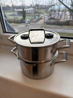 Hema Milano Kookpan met Stoominzet - 20 cm, Kookpan of Snelkookpan, Gebruikt, Inductieplaat, Ophalen of Verzenden