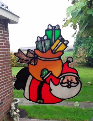 Herbruikbare raamsticker kerstman vinyl - kerstdecoratie  beschikbaar voor biedingen