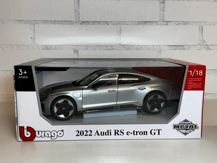 BBURABO BURAGO 1:18 AUDI RS E-TRON GT 2022 GRIJS NIEUW, Hobby en Vrije tijd, Modelauto's | 1:18, Nieuw, Auto, Bburago, Ophalen of Verzenden
