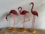 3 flamingo beeldjes op goudkleurige voet, Verzamelen, Ophalen of Verzenden, Zo goed als nieuw
