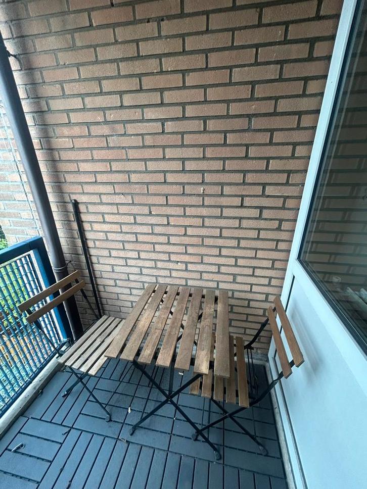 Compacte tuinset voor balkon of kleine tuin, Tuin en Terras, Tuinsets en Loungesets, Gebruikt, Tuinset, Hout, 2 zitplaatsen, Stoel