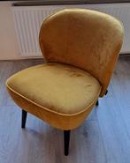 Gele Velvet Stoel Woood, Huis en Inrichting, Fauteuils, Ophalen, Hout, Minder dan 75 cm, Zo goed als nieuw