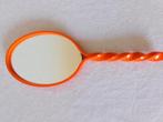 Vintage handspiegeltje met oranje gedraaid handvat, afm. 27,, Ophalen of Verzenden, Overige typen