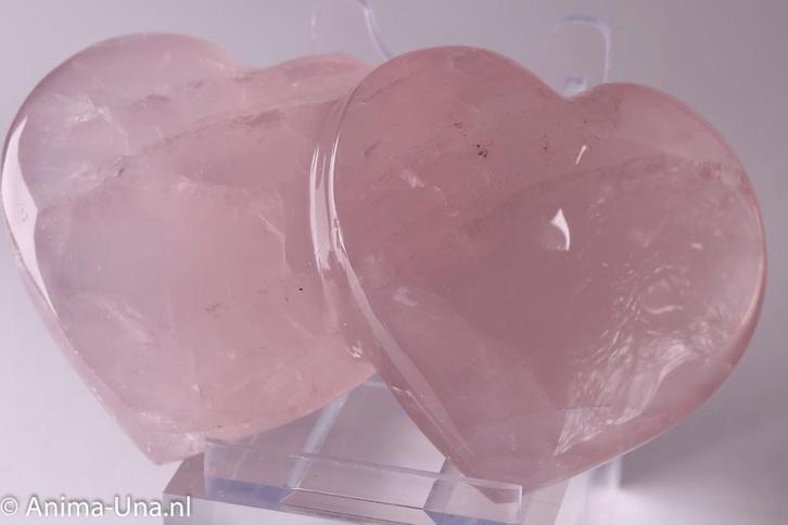 Rozenkwarts Lavendel dubbel hart, Verzamelen, Mineralen en Fossielen, Mineraal, Ophalen of Verzenden