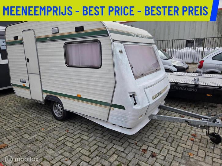 Chateau 380 met voortent INRUILKOOPJE, Caravans en Kamperen, Caravans, Bedrijf, 500 - 750 kg, Chateau