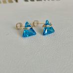 Oorbellen zirkoon driehoel futuristic, Met kristal, Overige materialen, Blauw, Nieuw
