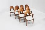 Set van 10 Vintage Deense eetkamer stoelen Niels Koefoed, Huis en Inrichting, Stoelen, Ophalen, Gebruikt, Bruin, Vintage