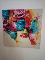 Kleurrijke Rozen hoofd schilderij, Minder dan 50 cm, Nieuw, Ophalen of Verzenden, Schilderij