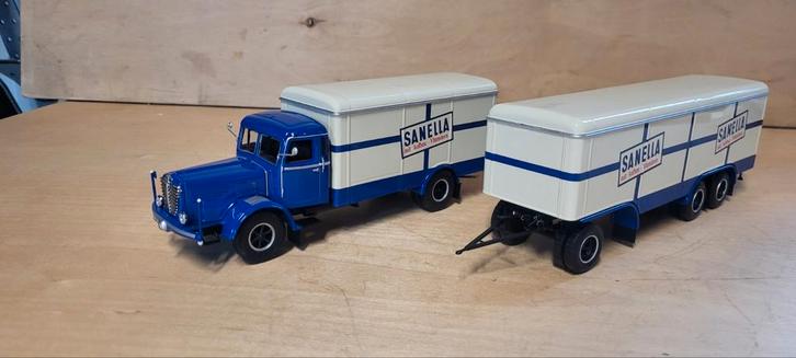 Minichamps Büssing 8000 S13 Kofferzug  Sanella, Hobby en Vrije tijd, Modelauto's | 1:43, Zo goed als nieuw, Bus of Vrachtwagen