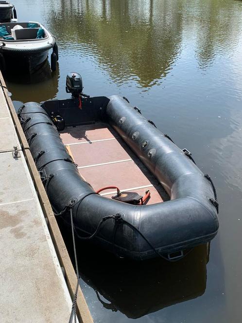 DSB 400 werkboot + 6PK 4takt Suzuki langstaart + aanhanger, Watersport en Boten, Rubberboten, Gebruikt, Overige merken, Hout, Minder dan 70 pk
