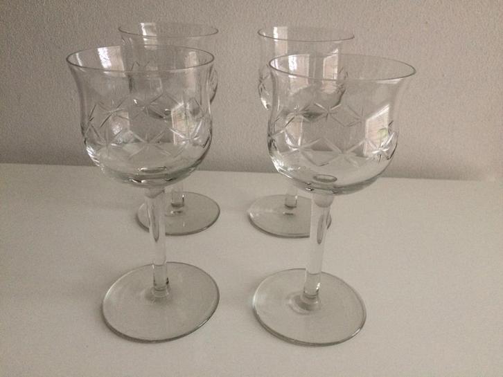 Kristallen Glazen Set (4x) Vintage Design, Antiek en Kunst, Antiek | Glas en Kristal, Ophalen of Verzenden