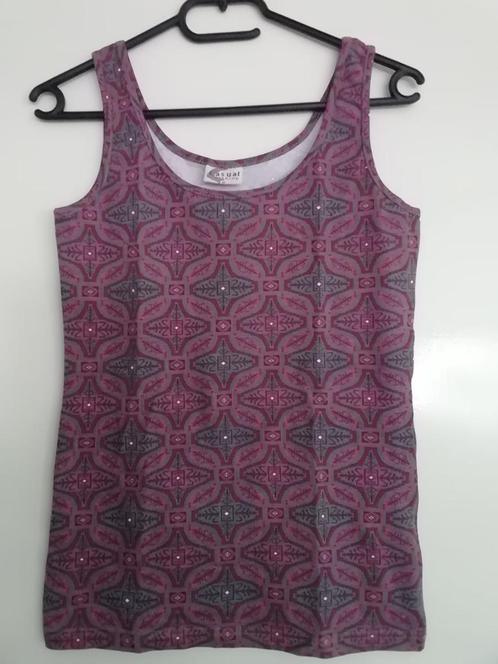 Paars/roze/grijs/witte top, Kleding | Dames, Tops, Zo goed als nieuw, Maat 38/40 (M), Paars, Zonder mouw, Ophalen