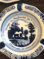 2x Delfts blauwe asbak met afbeelding, Antiek en Kunst, Ophalen of Verzenden