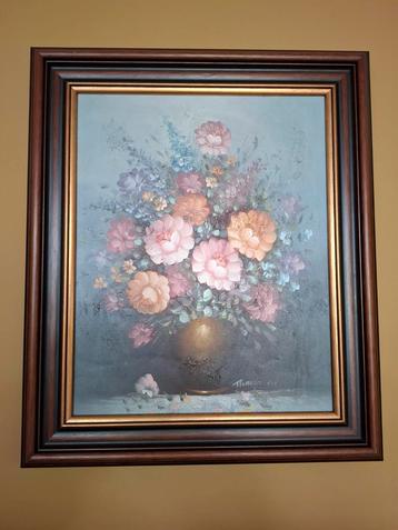 Bloemboeket gesigneerd olieverf schilderij  beschikbaar voor biedingen