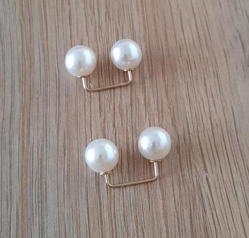 2x DUBBELE KLEDINGPIN / SLUITING i.p.v. RITS en/of KNOPEN, Sieraden, Tassen en Uiterlijk, Broches, Nieuw, Overige materialen, Wit