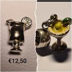 Bedel zilver 2 stuks cocktail glas * meer zilveren bedels *, Overige merken, Ophalen of Verzenden, Zo goed als nieuw, 2 of 3 bedels