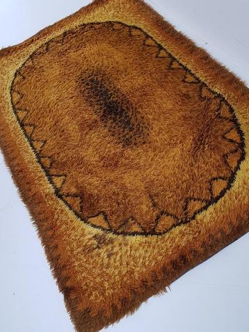 vintage wollen vloerkleed Deens | wol kleed oranje geel brui beschikbaar voor biedingen