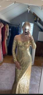 Gouden Off Shoulder Galajurk XS/S, Geel, Ophalen of Verzenden, Zo goed als nieuw, Maat 34 (XS) of kleiner