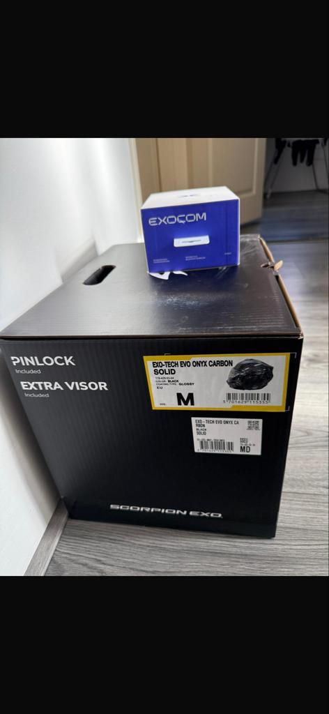 Scorpion Exo-Tech Evo Carbon Onyx Helm - ZGAN, Motoren, Kleding | Motorhelmen, Heren, Integraalhelm, M, Shark, Tweedehands, Ophalen of Verzenden