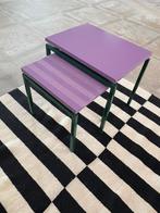 Bijzettafel/plantentafel -paars-streepjes- B37xH34, 45 tot 60 cm, Minder dan 55 cm, Metaal of Aluminium, Rond