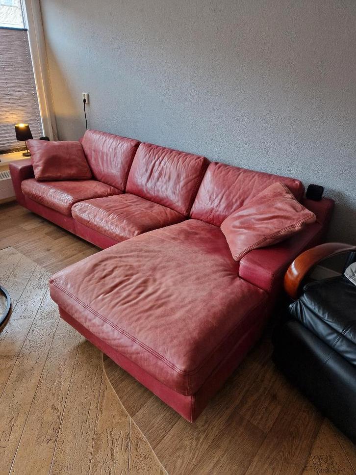 Gratis af te halen - 4 zits bank, Huis en Inrichting, Banken | Bankstellen, Gebruikt, Hoekbank, Vierpersoons of meer, 250 tot 300 cm