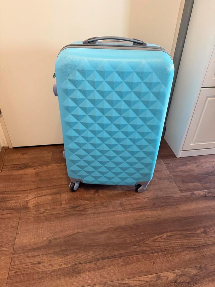 Blauwe Harde Koffer, Sieraden, Tassen en Uiterlijk, Koffers, Zo goed als nieuw, Hard kunststof, 50 tot 60 cm, 35 tot 45 cm, Uitschuifbare handgreep