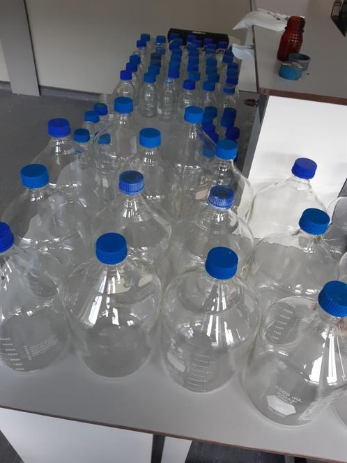 laboratorium lab labo Schott Duran fles + schroefdraad + dop, Hobby en Vrije tijd, Overige Hobby en Vrije tijd, Gebruikt, Ophalen